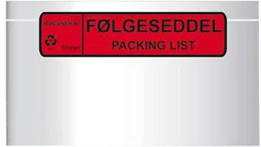 Docustick Standard delivery note pocket w/print C65 225 mm x 122 mm