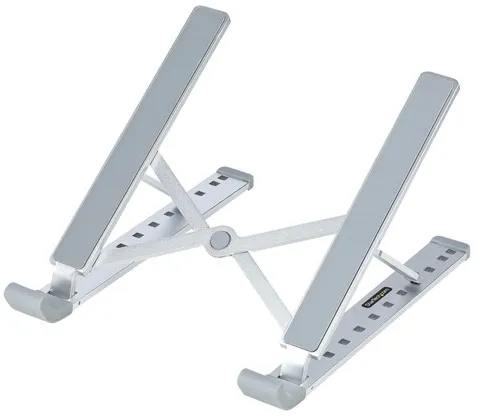 StarTech.com foldable laptop stand, portable, height-adjustable, ergonomic laptop stand with ventilated aluminium frame, supports 10 kg